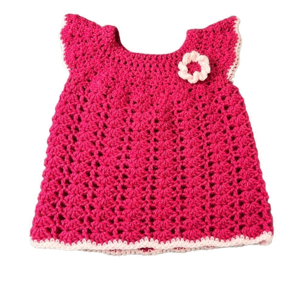 Handmade Pink Crocheted Baby Dress